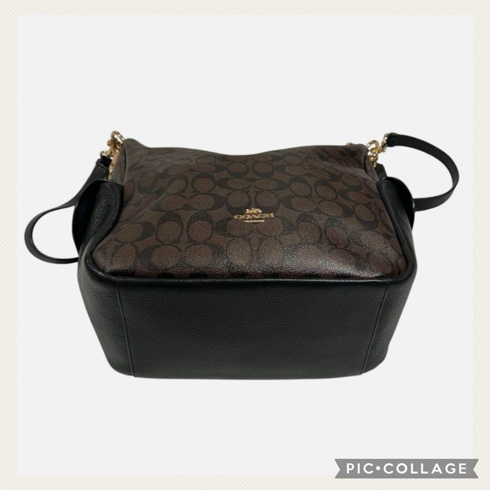 Used 1X Coach Walnut Brown/Black Pennie Signature Leather Crossbody Bag - Picture 6 of 11
